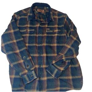 Orvis Heavy Flannel Shirt XXL Blue Green Plaid
